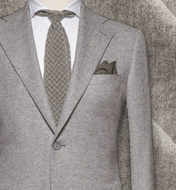 costume sur mesure tissu gris clair flanelle