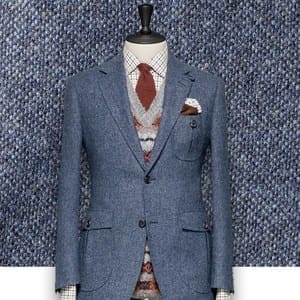 Blazer Bleu Gris Tweed casual tailleur paris