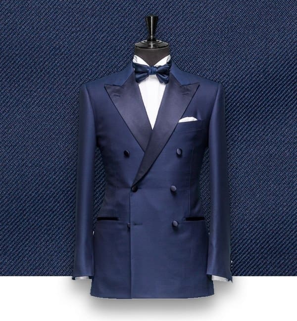 smoking bleu croisé tailleur sur-mesure