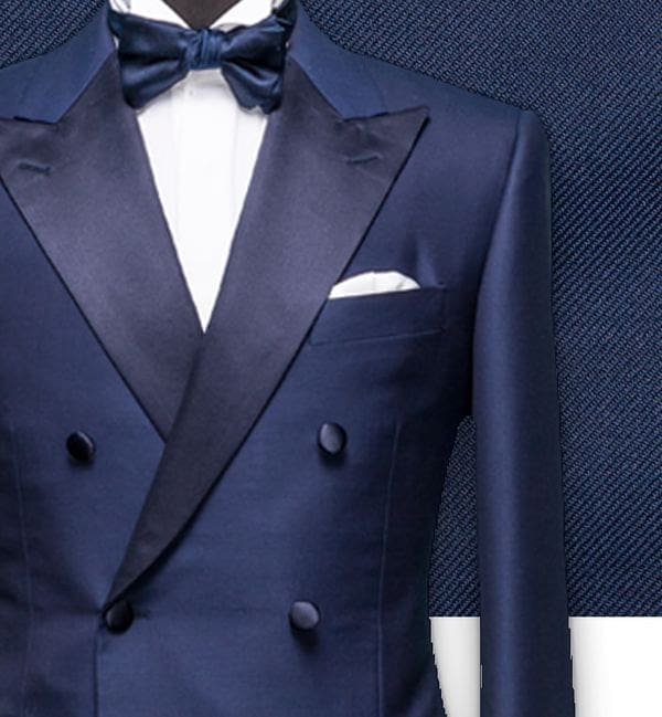 smoking bleu croisé tailleur sur-mesure