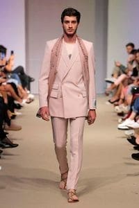 costume croisé homme rose