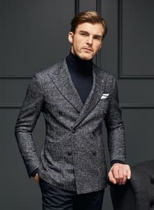 blazer croisé bleu gris