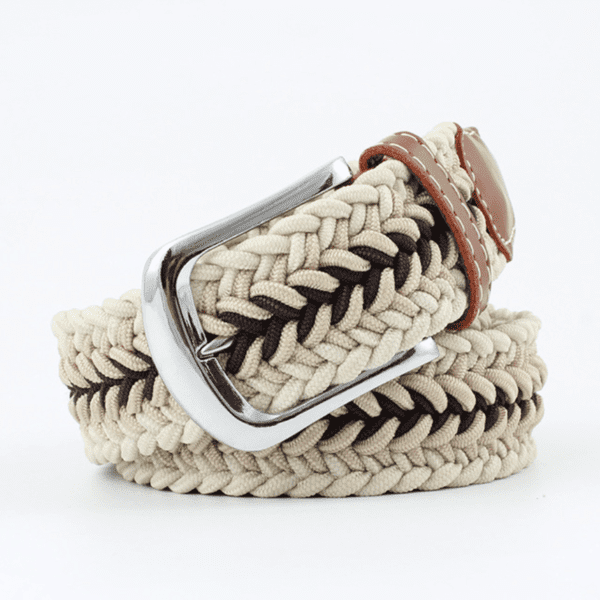 ceinture tressée tricolore beige