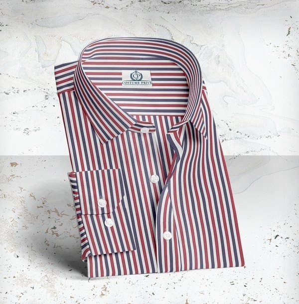 chemise rayures bleu blanc rouge sur mesure