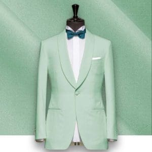 costume mariage vert menthol col chale sur mesure paris