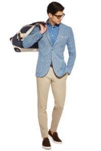 style printemps été homme costume sur mesure veste dépareillée pantalon beige veste bleu claire