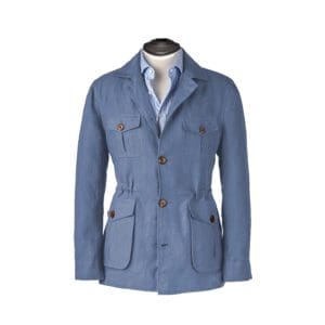 veste saharienne bleu denim veste sur mesure tailleur paris
