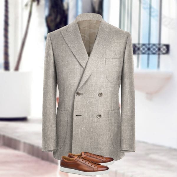 veste croisée été sable beige lin tailleur sur mesure paris veste mariage